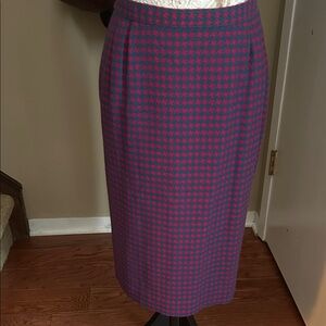 Pendleton Fuchsia and Navy Pencil Skirt